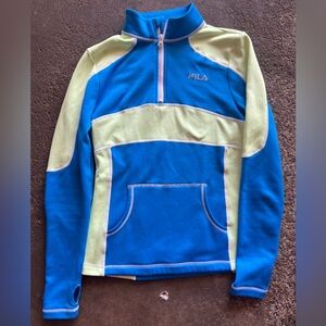 Fila Blue and Lime Colorblock Half-Zip Pullover